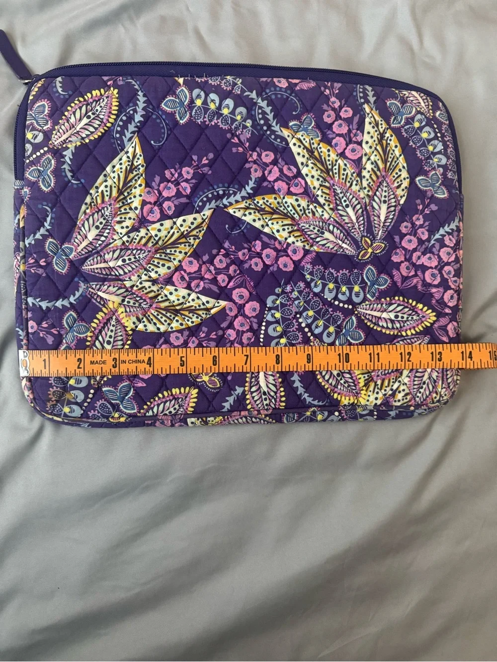 Vera Bradley Quilted Purple Floral Tech Sleeve
